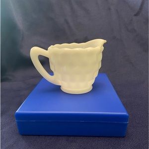 Vintage Milk Glass Creamer Antique White Diamond Pattern